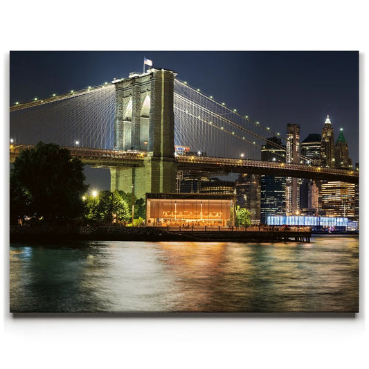 Lower Manhattan And Brooklyn Bridge Panoramic View - 1 Of 2 Posters, Prints, & Visual Artwork TheGoatWallArt LANDSCAPE 24x18 0.75" STANDARD
