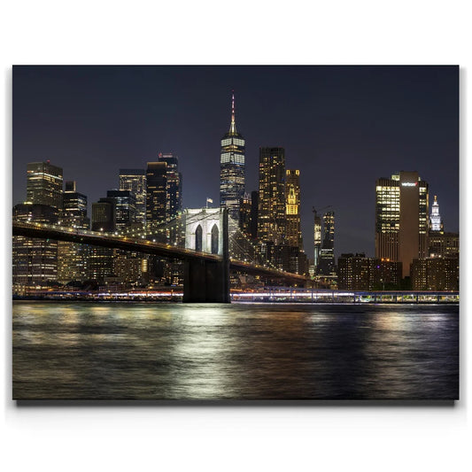 Lower Manhattan And Brooklyn Bridge Panoramic View - 2 Of 2 Posters, Prints, & Visual Artwork TheGoatWallArt LANDSCAPE 24x18 0.75" STANDARD
