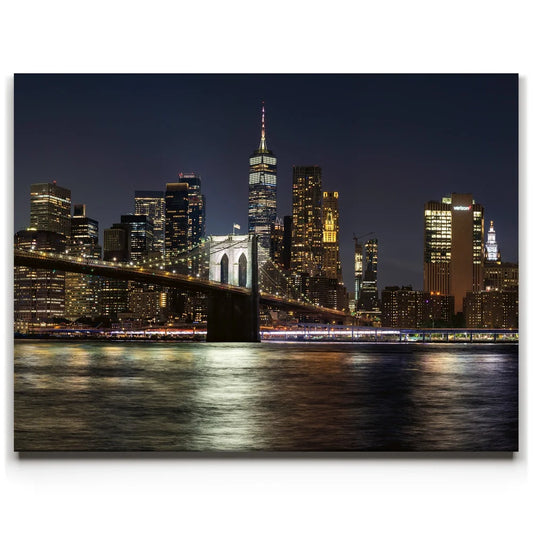Lower Manhattan And Brooklyn Bridge Panoramic View - 2 Of 2 Posters, Prints, & Visual Artwork TheGoatWallArt LANDSCAPE 24x18 0.75" STANDARD
