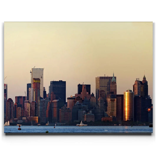 Lower Manhattan And Empire State Building At Sunset - 2 Of 2 Posters, Prints, & Visual Artwork TheGoatWallArt LANDSCAPE 24x18 0.75" STANDARD