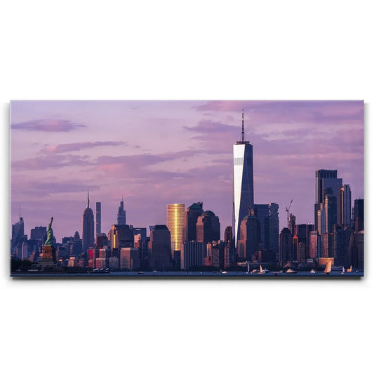 Lower Manhattan Panoramic View With Statue Of Liberty Posters, Prints, & Visual Artwork TheGoatWallArt LANDSCAPE - WIDE 30x15 0.75" STANDARD