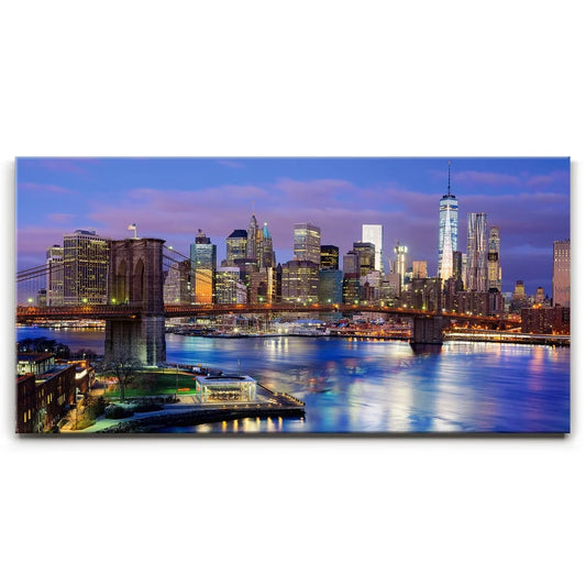 Lower Manhattan Panoramic With Brooklyn Bridge Posters, Prints, & Visual Artwork TheGoatWallArt LANDSCAPE - WIDE 30x15 0.75" STANDARD
