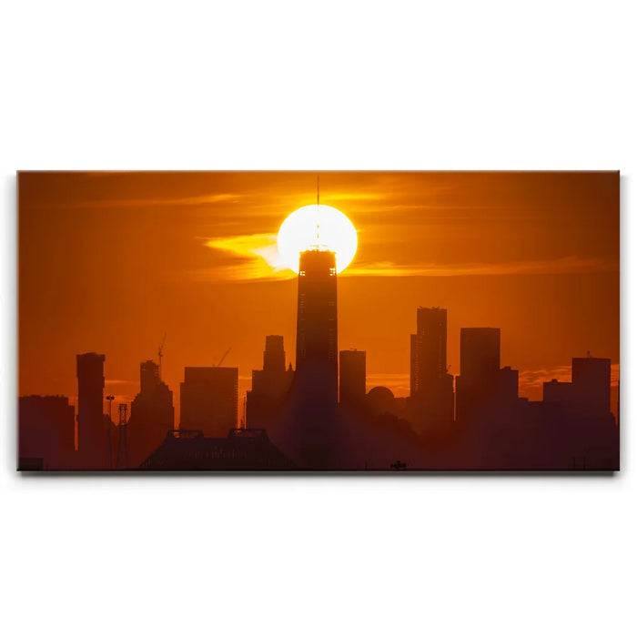 Featured image 1 for Lower Manhattan Sklyine Panorama And The Sun As Its Crown