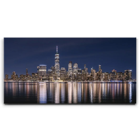 Lower Manhattan Skyline Panoramic Reflections Posters, Prints, & Visual Artwork TheGoatWallArt LANDSCAPE - WIDE 30x15 0.75" STANDARD