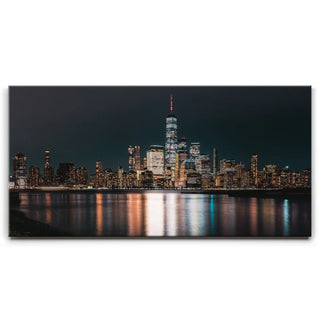 Lower Manhattan Skyline Panoramic View At Night