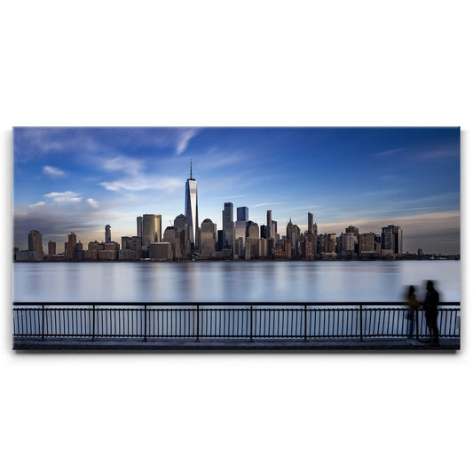 Lower Manhattan Skyline Panoramic View From Jersey City Posters, Prints, & Visual Artwork TheGoatWallArt LANDSCAPE - WIDE 30x15 0.75" STANDARD