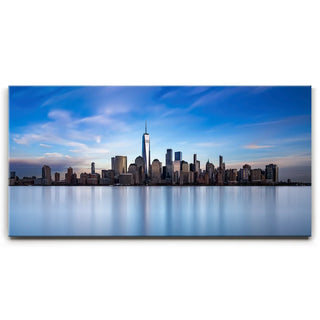 Lower Manhattan Skyline Panoramic View From Jersey City At Night
