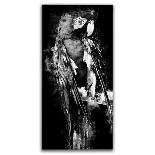 Macaw - Watercolor I - Black and White Posters, Prints, & Visual Artwork TheGoatWallArt PORTRAIT - TALL 15x30 0.75" STANDARD