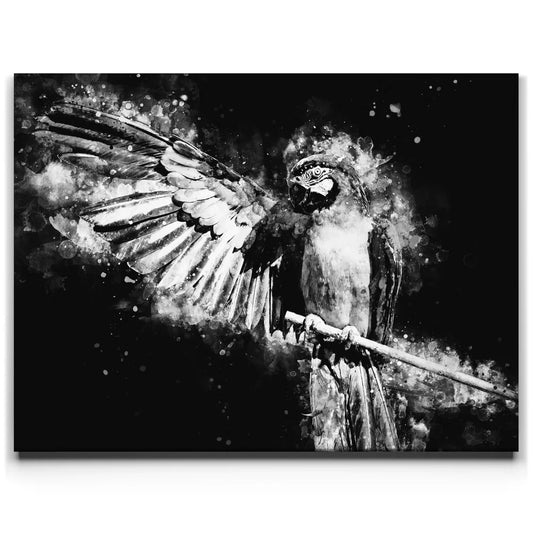 Macaw - Watercolor II - Black and White Posters, Prints, & Visual Artwork TheGoatWallArt LANDSCAPE 24x18 0.75" STANDARD