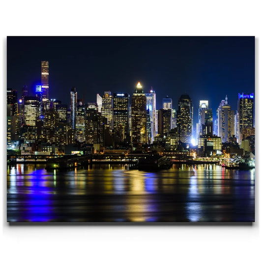 Manhattan Skyline View At Night - 1 Of 2 Posters, Prints, & Visual Artwork TheGoatWallArt LANDSCAPE 24x18 0.75" STANDARD