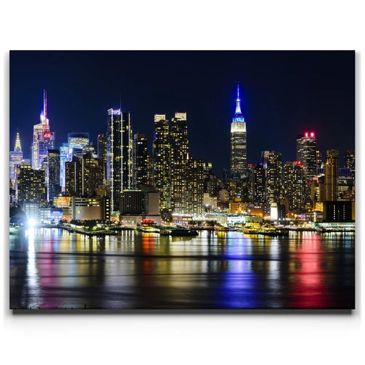 Manhattan Skyline View At Night - 2 Of 2 Posters, Prints, & Visual Artwork TheGoatWallArt LANDSCAPE 24x18 0.75" STANDARD