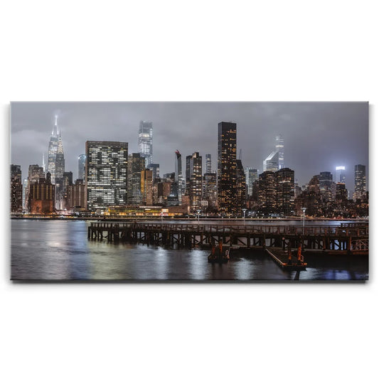 Midtown Manhattan And United Nations On The East River Panoramic Posters, Prints, & Visual Artwork TheGoatWallArt LANDSCAPE - WIDE 30x15 0.75" STANDARD