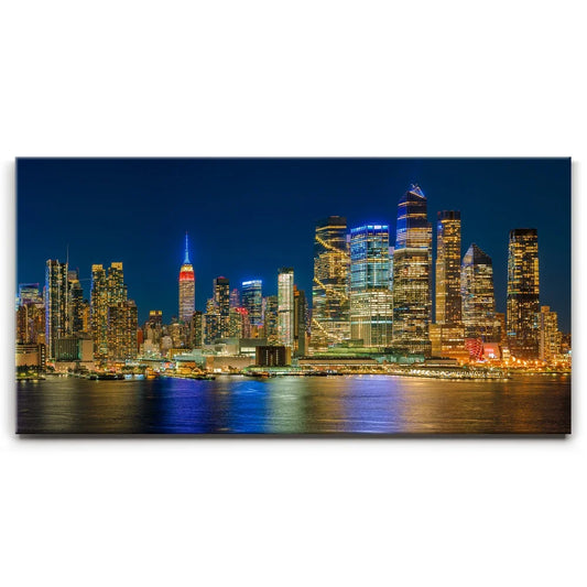 Midtown Manhattan Skyline Panoramic View At Night - 2 Of 2 Posters, Prints, & Visual Artwork TheGoatWallArt LANDSCAPE - WIDE 30x15 0.75" STANDARD