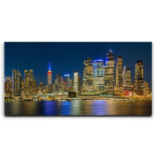 Midtown Manhattan Skyline Panoramic View At Night - 2 Of 2 Posters, Prints, & Visual Artwork TheGoatWallArt LANDSCAPE - WIDE 30x15 0.75" STANDARD