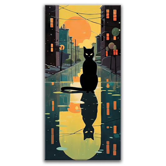 Minimalist Black Cat Posters, Prints, & Visual Artwork TheGoatWallArt PORTRAIT - TALL 15x30 0.75" STANDARD