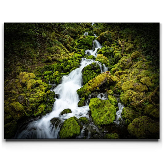 Mossy Waterfall Posters, Prints, & Visual Artwork TheGoatWallArt LANDSCAPE 24x18 0.75" STANDARD