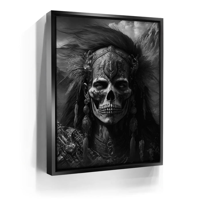 Featured image 5 for Native Skull Warrior - black and white