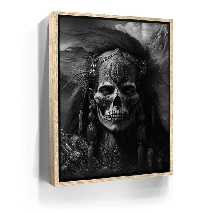 Featured image 9 for Native Skull Warrior - black and white