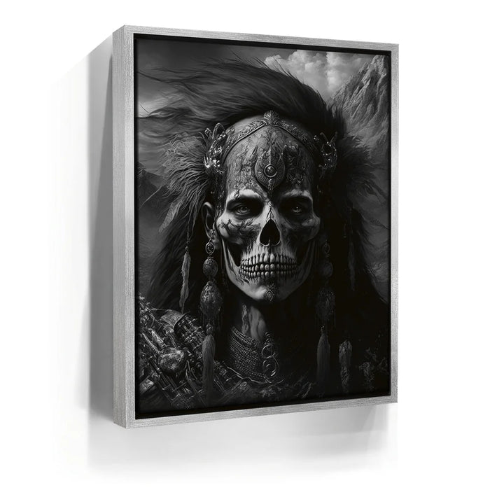 Featured image 8 for Native Skull Warrior - black and white