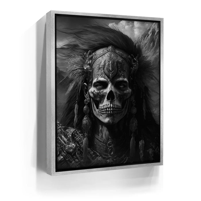 Featured image 8 for Native Skull Warrior - black and white