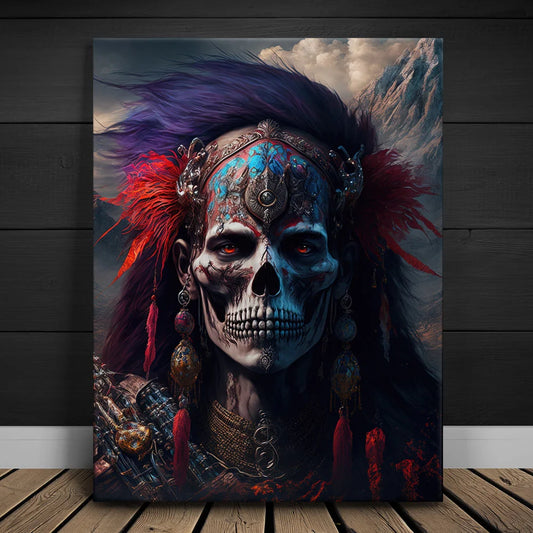 Native Skull Warrior Posters, Prints, & Visual Artwork TheGoatWallArt PORTRAIT 18x24 0.75" STANDARD