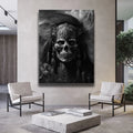 Thumbnail image 2 for Native Skull Warrior - black and white