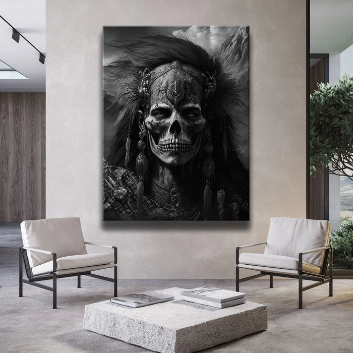 Featured image 2 for Native Skull Warrior - black and white