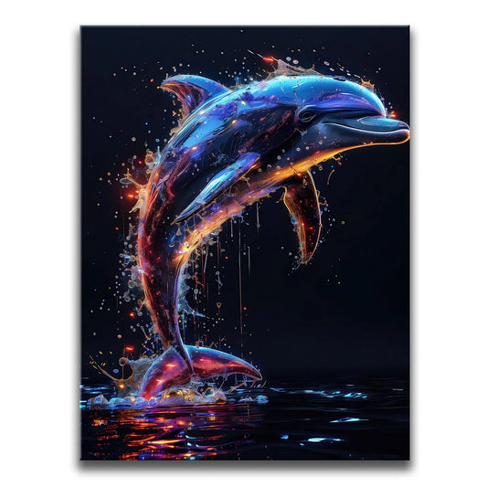 Neon Dolphin Posters, Prints, & Visual Artwork TheGoatWallArt PORTRAIT 18x24 0.75" STANDARD