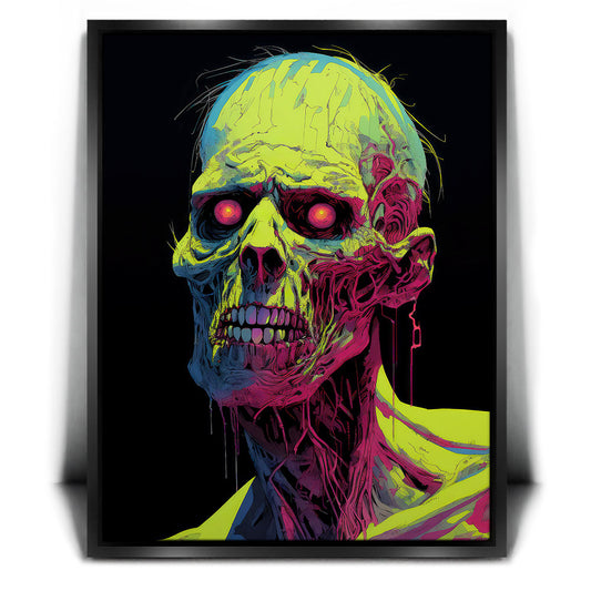 Neon Skull Specter Posters, Prints, & Visual Artwork TheGoatWallArt PORTRAIT 18x24 1.70" BLACK FRAME