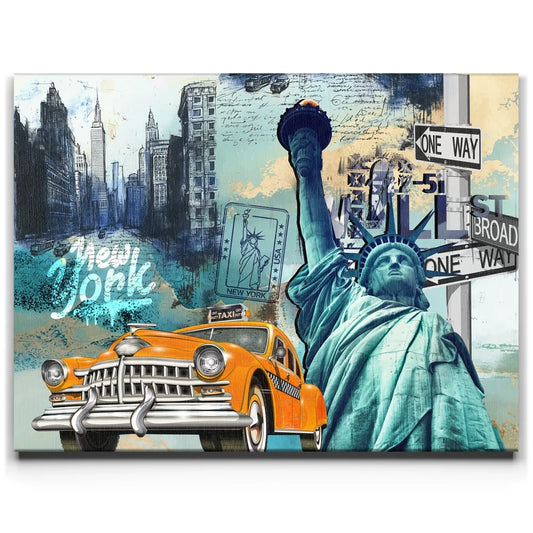 New York Collage Posters, Prints, & Visual Artwork TheGoatWallArt LANDSCAPE 24x18 0.75" STANDARD