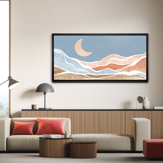 Nomadic Moon - Boho Posters, Prints, & Visual Artwork TheGoatWallArt LANDSCAPE - WIDE 30x15 1.70" BLACK FRAME