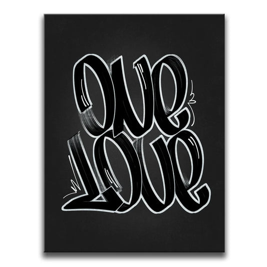 One Love - Matte Black - Calligraphy Posters, Prints, & Visual Artwork TheGoatWallArt PORTRAIT 18x24 0.75" STANDARD