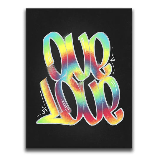 One Love - Tie Dye - Calligraphy Posters, Prints, & Visual Artwork TheGoatWallArt PORTRAIT 18x24 0.75" STANDARD