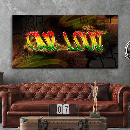 One Love - Rastafarian - Calligraphy Posters, Prints, & Visual Artwork TheGoatWallArt PORTRAIT 18x24 0.75" STANDARD