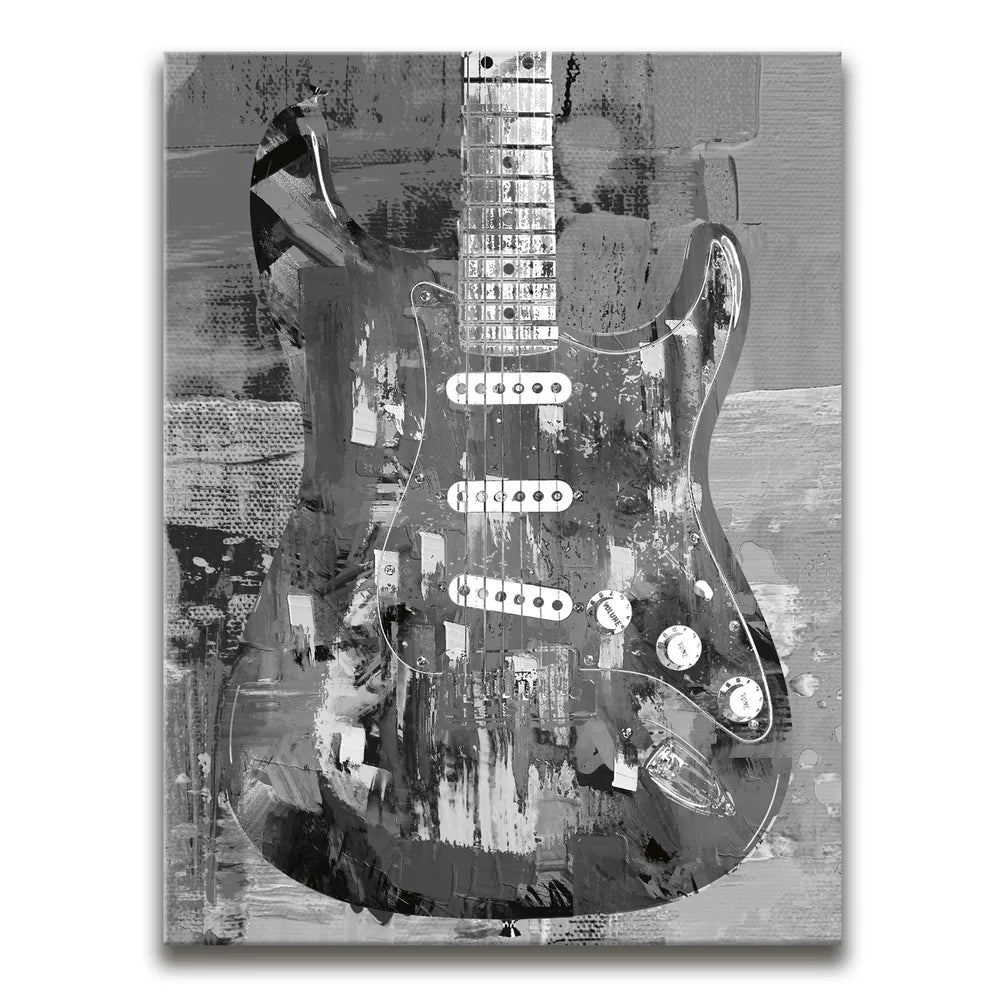 Featured image 1 for Painted Stratocaster Guitar - Black & White