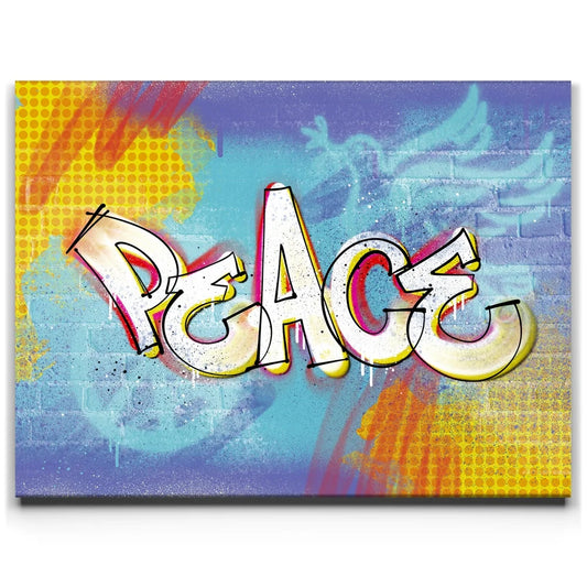 Peace - Colorful Graffiti Posters, Prints, & Visual Artwork TheGoatWallArt LANDSCAPE 24x18 0.75" STANDARD