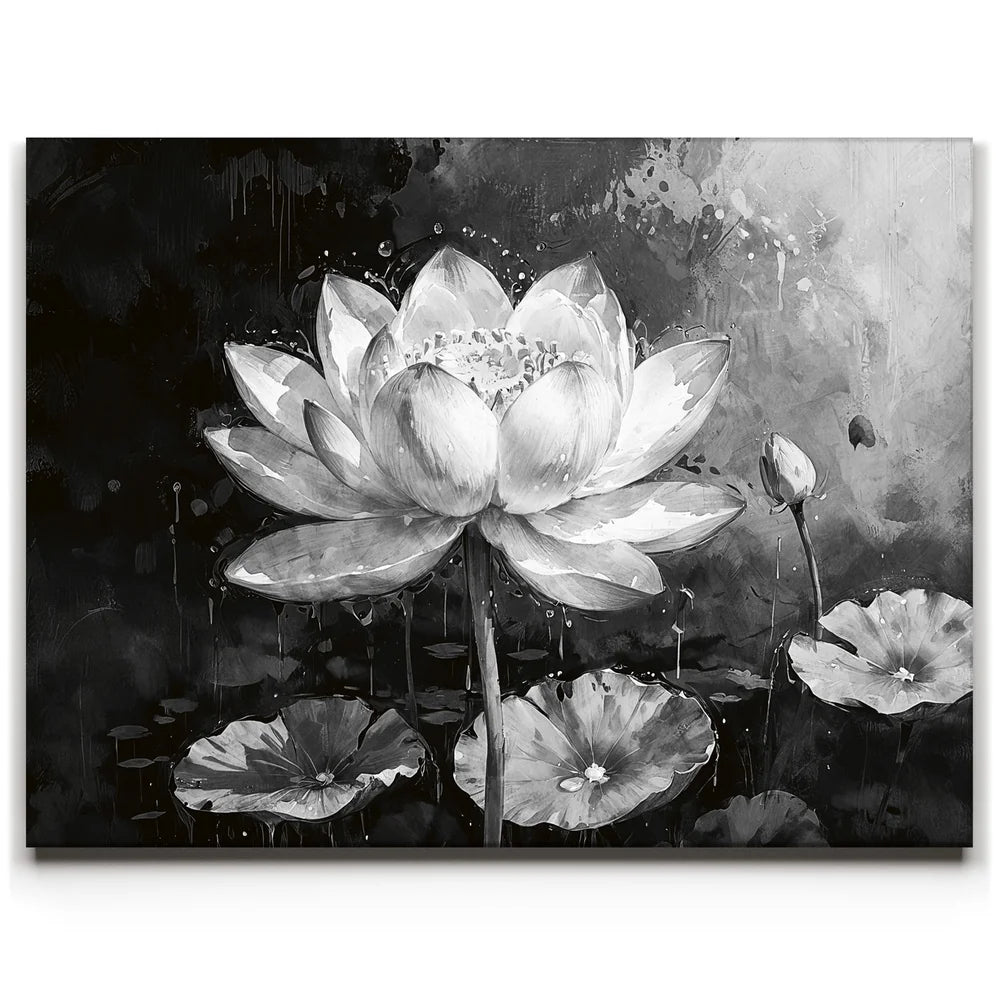 Featured image 1 for Peaceful Lotus Flower - Black and White