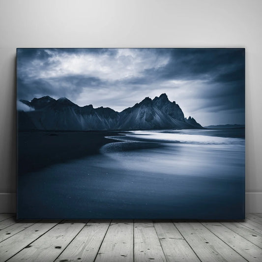 Peaceful Moment on the Black Sand Beach - Iceland Posters, Prints, & Visual Artwork TheGoatWallArt LANDSCAPE 24x18 0.75" STANDARD