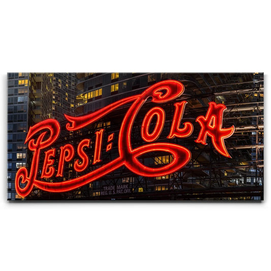 Pepsi Cola Sign In Long Island City, New York City Posters, Prints, & Visual Artwork TheGoatWallArt LANDSCAPE - WIDE 30x15 0.75" STANDARD