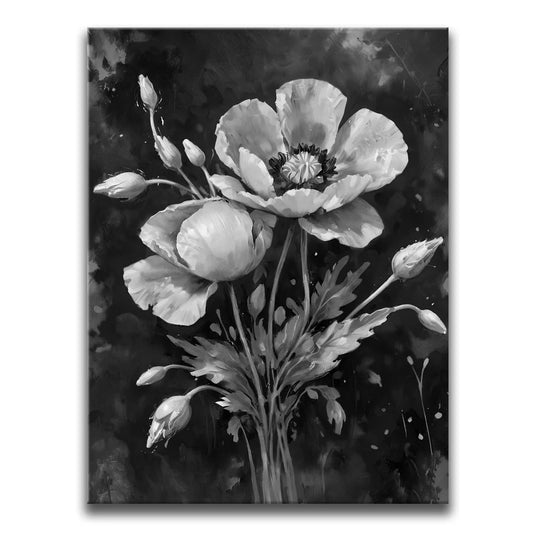 Poppy Flowers II - Black and White