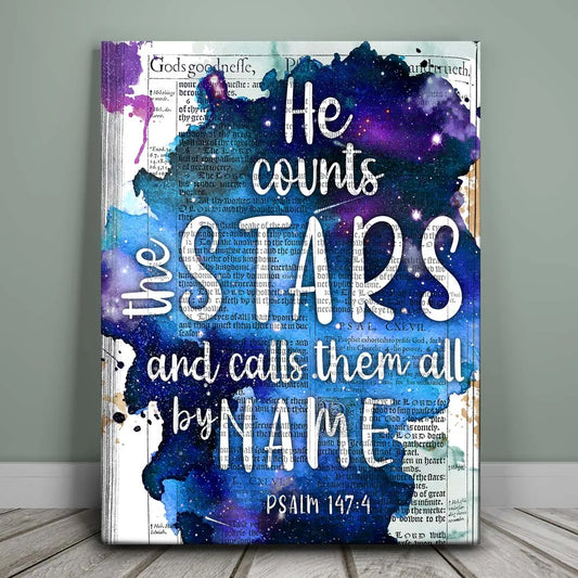 Psalm 147:4 Posters, Prints, & Visual Artwork TheGoatWallArt PORTRAIT 18x24 0.75" STANDARD