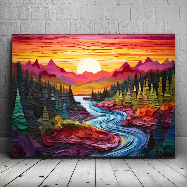 Featured image 1 for River Sunset - Paper Design Style