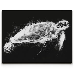 Sea Turtle - Watercolor - Black and White