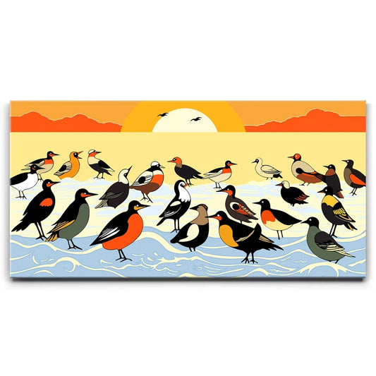 Seaside Birds Posters, Prints, & Visual Artwork TheGoatWallArt LANDSCAPE - WIDE 30x15 0.75" STANDARD