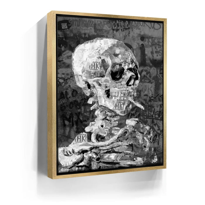 Featured image 7 for Skeleton Smoking - Van Gogh Warhol Mashup - B & W