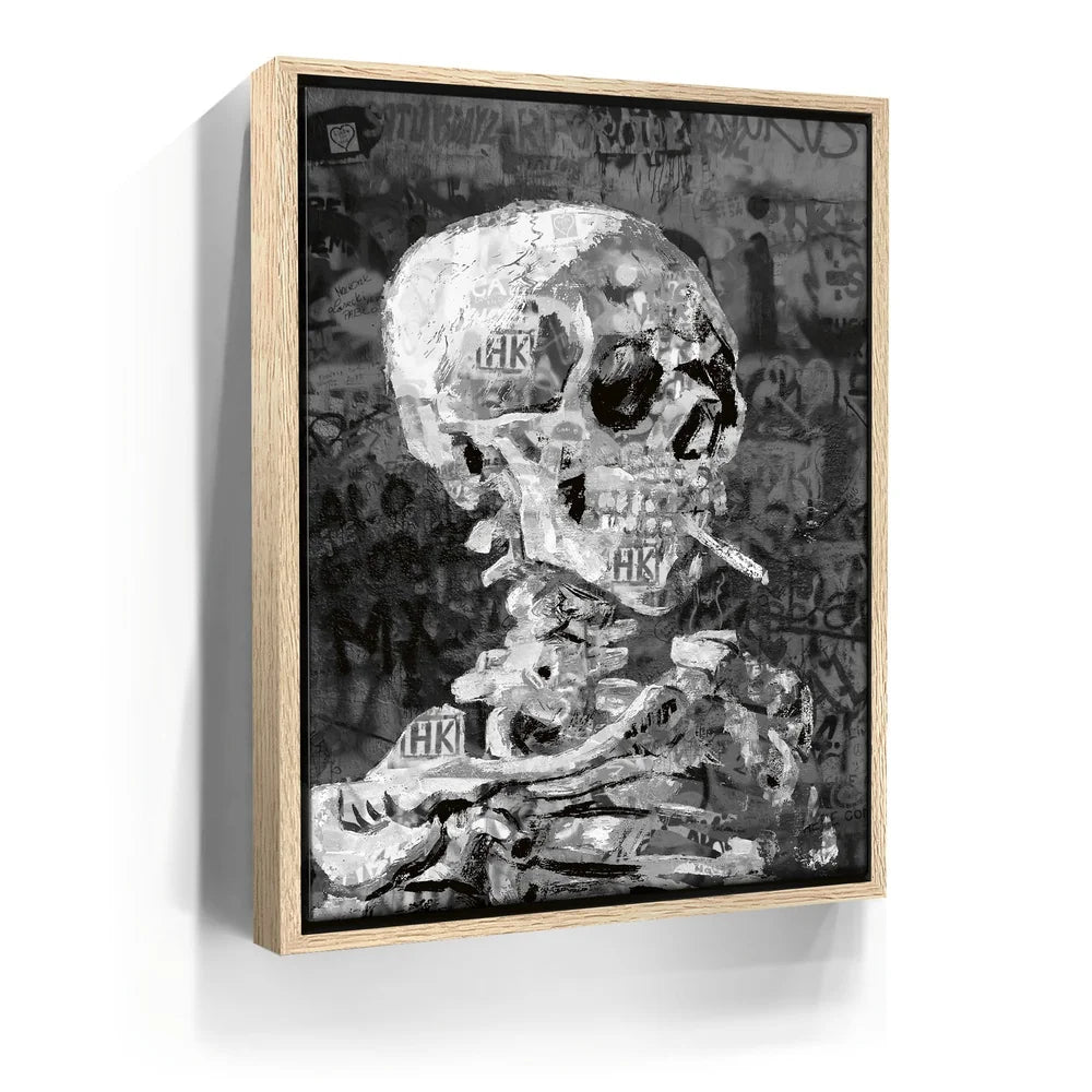 Featured image 9 for Skeleton Smoking - Van Gogh Warhol Mashup - B & W
