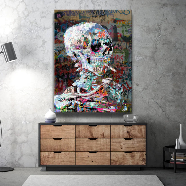 Featured image 2 for Skeleton Smoking - Van Gogh Warhol Mashup