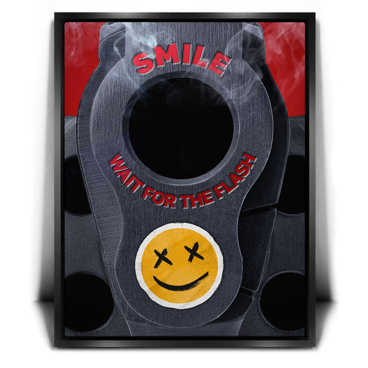 Smile, Wait For The Flash Posters, Prints, & Visual Artwork TheGoatWallArt PORTRAIT 18x24 1.70" BLACK FRAME