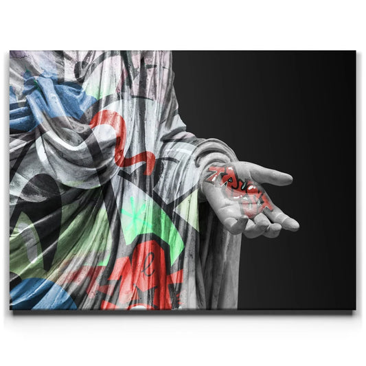 Statue of Trust - Graffiti Posters, Prints, & Visual Artwork TheGoatWallArt LANDSCAPE 24x18 0.75" STANDARD