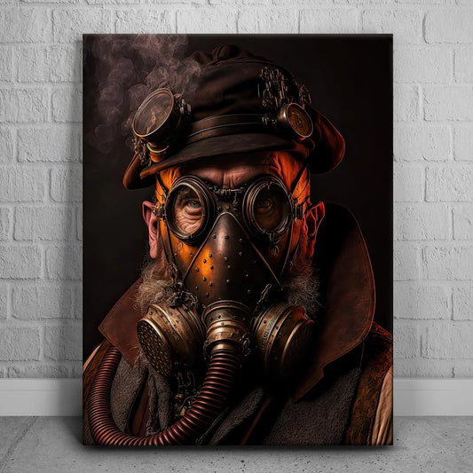 Steampunk Gas Mask - Orange Posters, Prints, & Visual Artwork TheGoatWallArt PORTRAIT 18x24 0.75" STANDARD